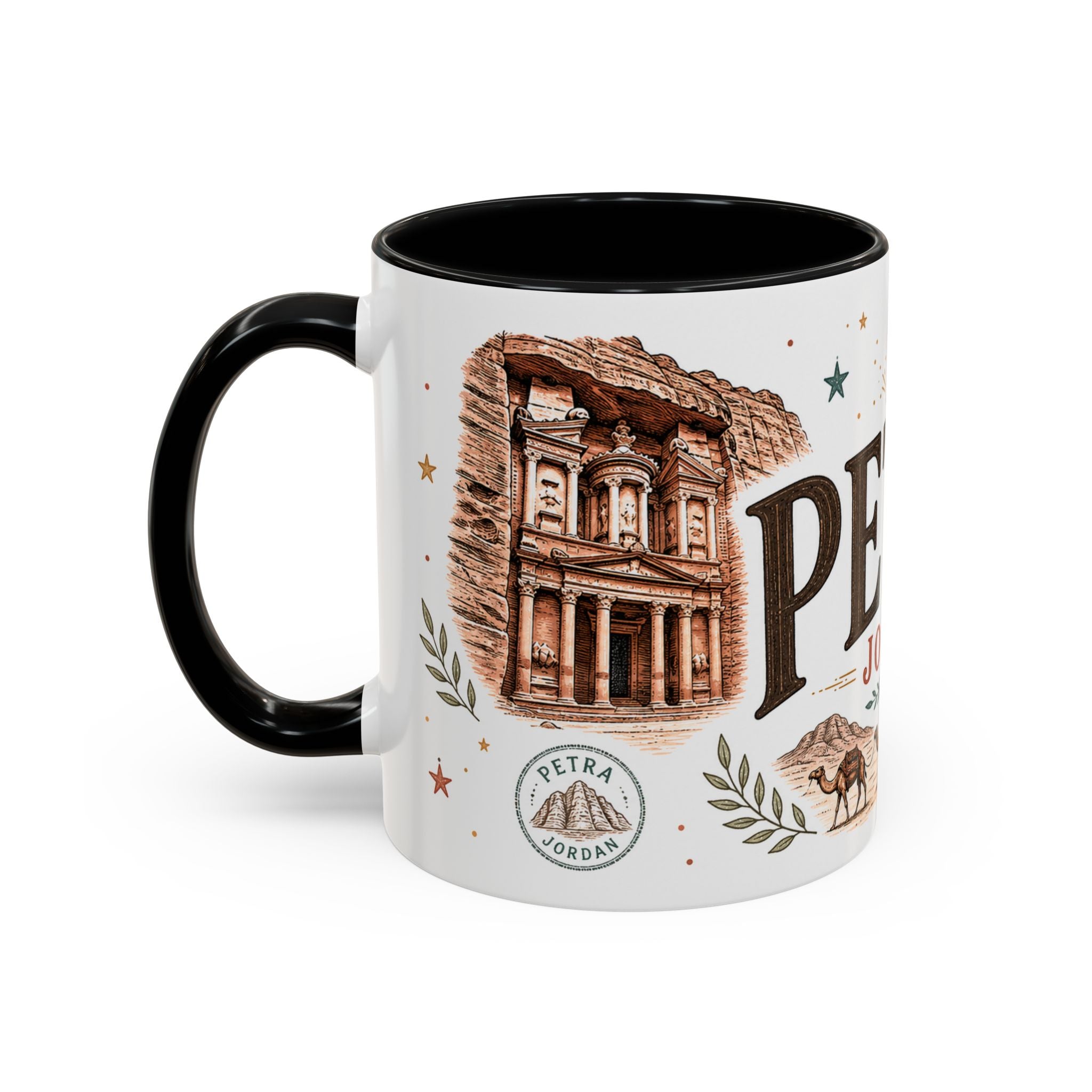 Petra Coffee Mug | Travel Destination Souvenir Gift | Accent Color Ceramic 11oz 15oz