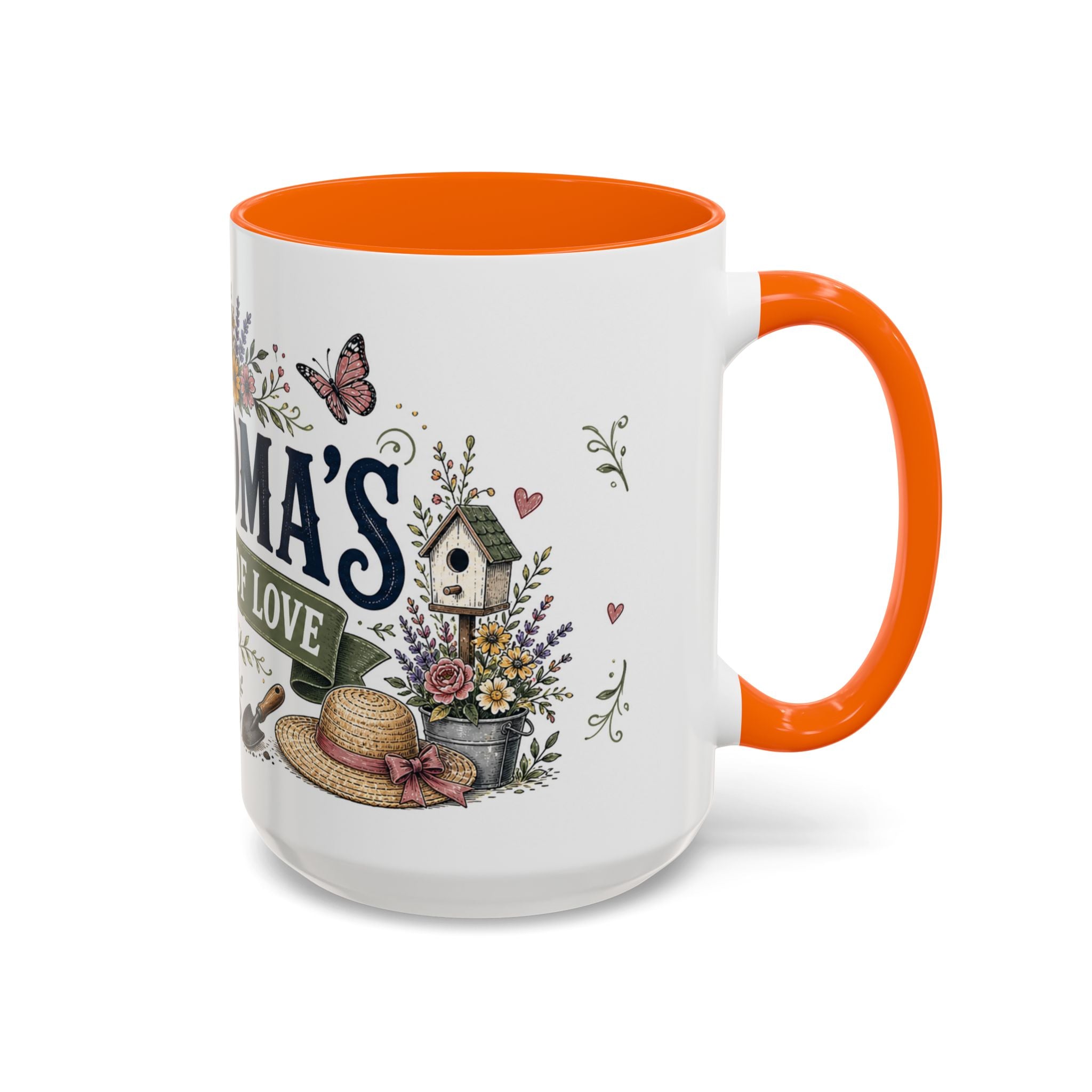 Grandma's Garden Of Love Coffee Mug | Gift From Grandkids | Accent Color Ceramic 11oz 15oz