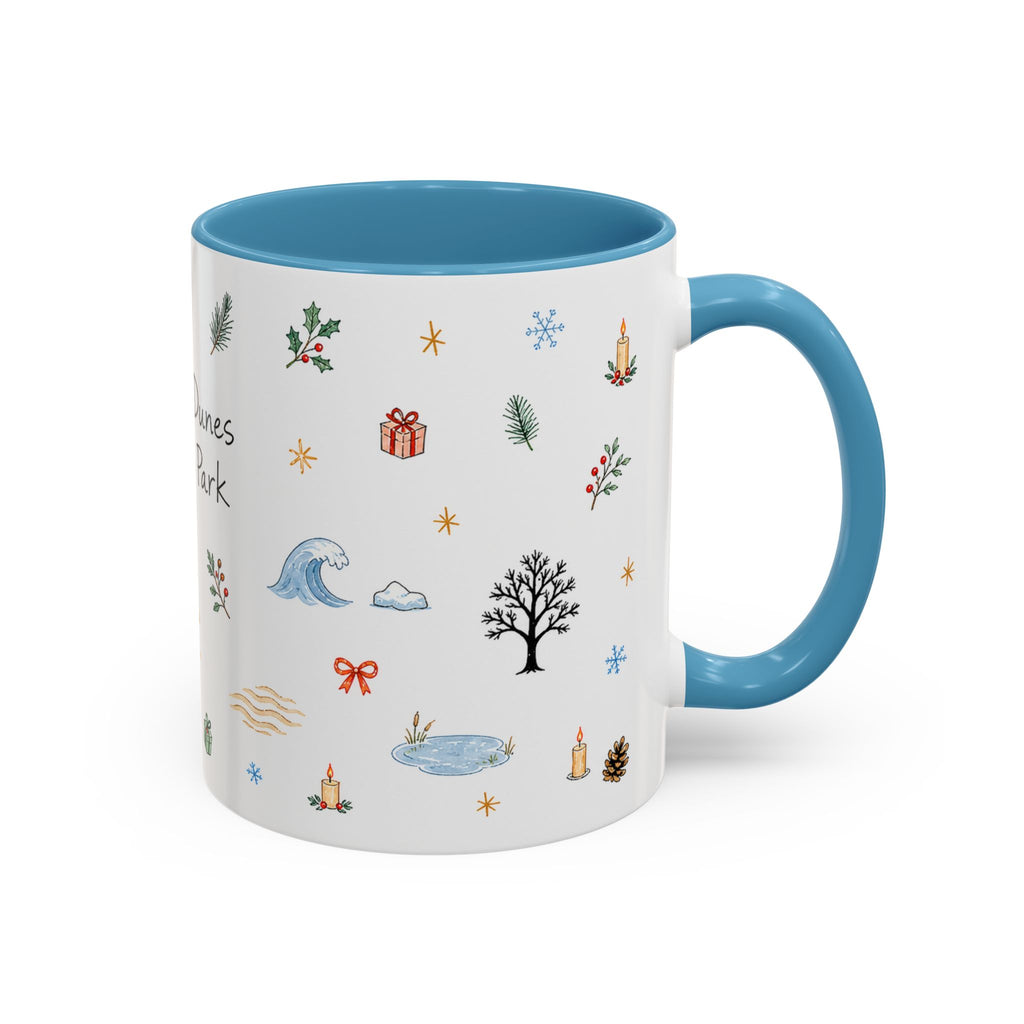 Indiana Dunes National Park Christmas Mug | Watercolor Travel Souvenir | Holiday Gift | Accent Ceramic Coffee Cup 11oz 15oz