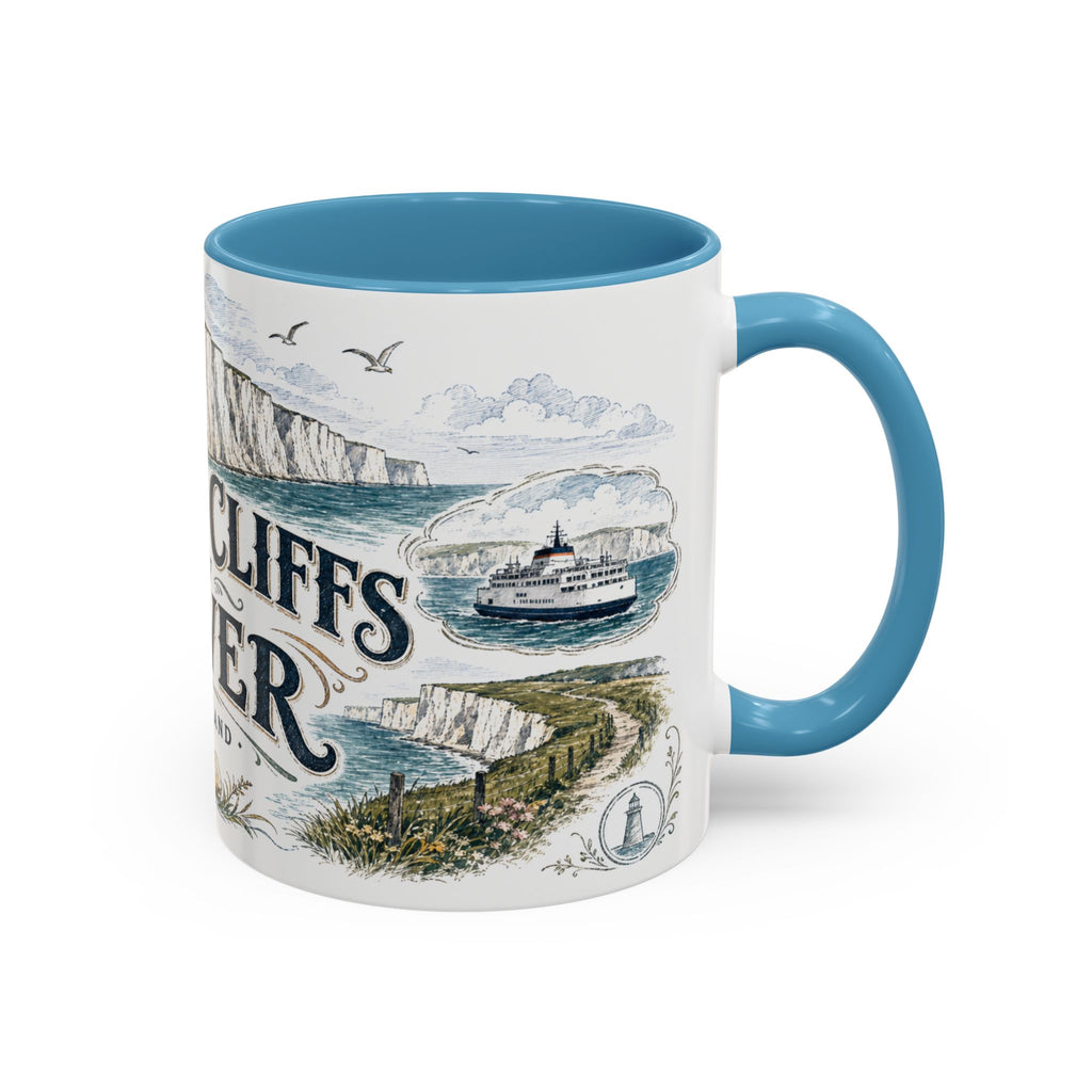 White Cliffs of Dover Mug, England Travel Souvenir, Bucket List Gift, Accent Ceramic Coffee Mug 11oz 15oz