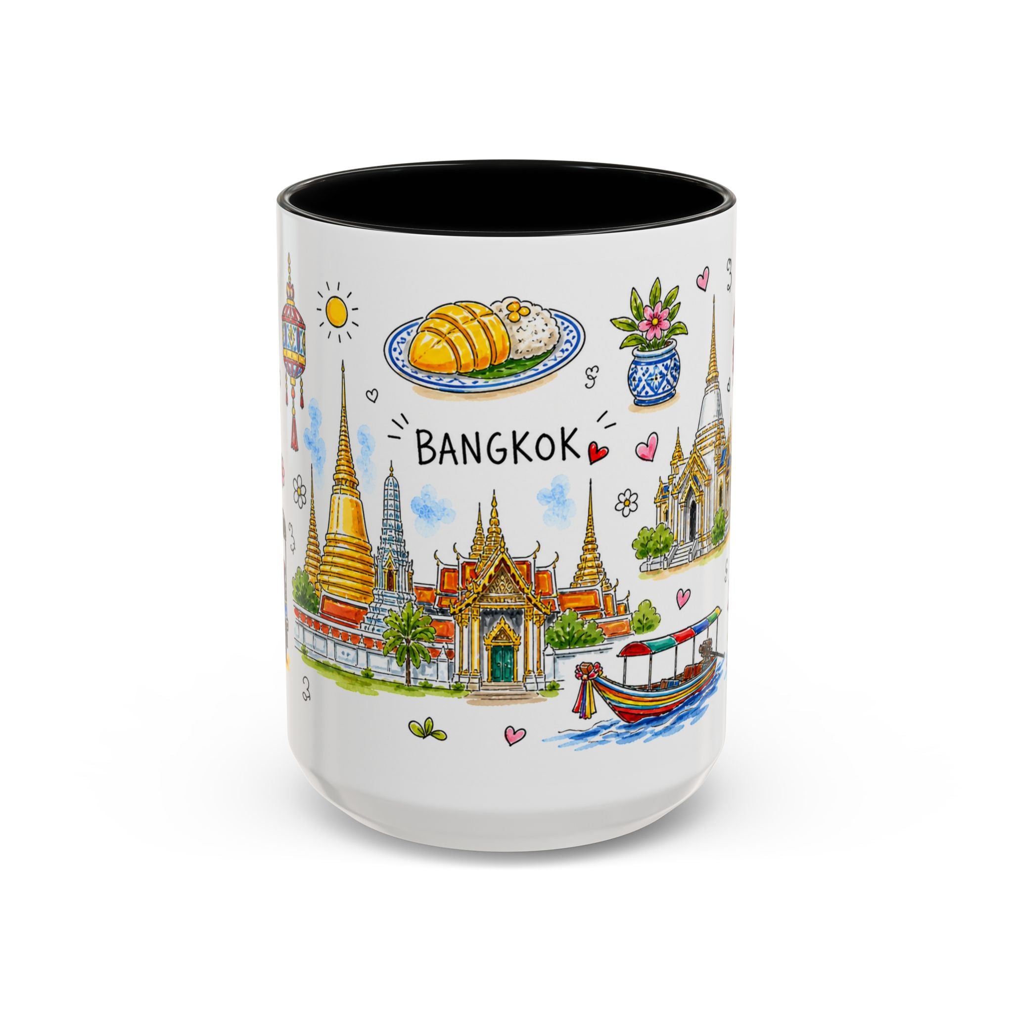 Bangkok Illustrated Travel Mug | City Souvenir Accent Coffee Mug | 11oz 15oz Ceramic Cup