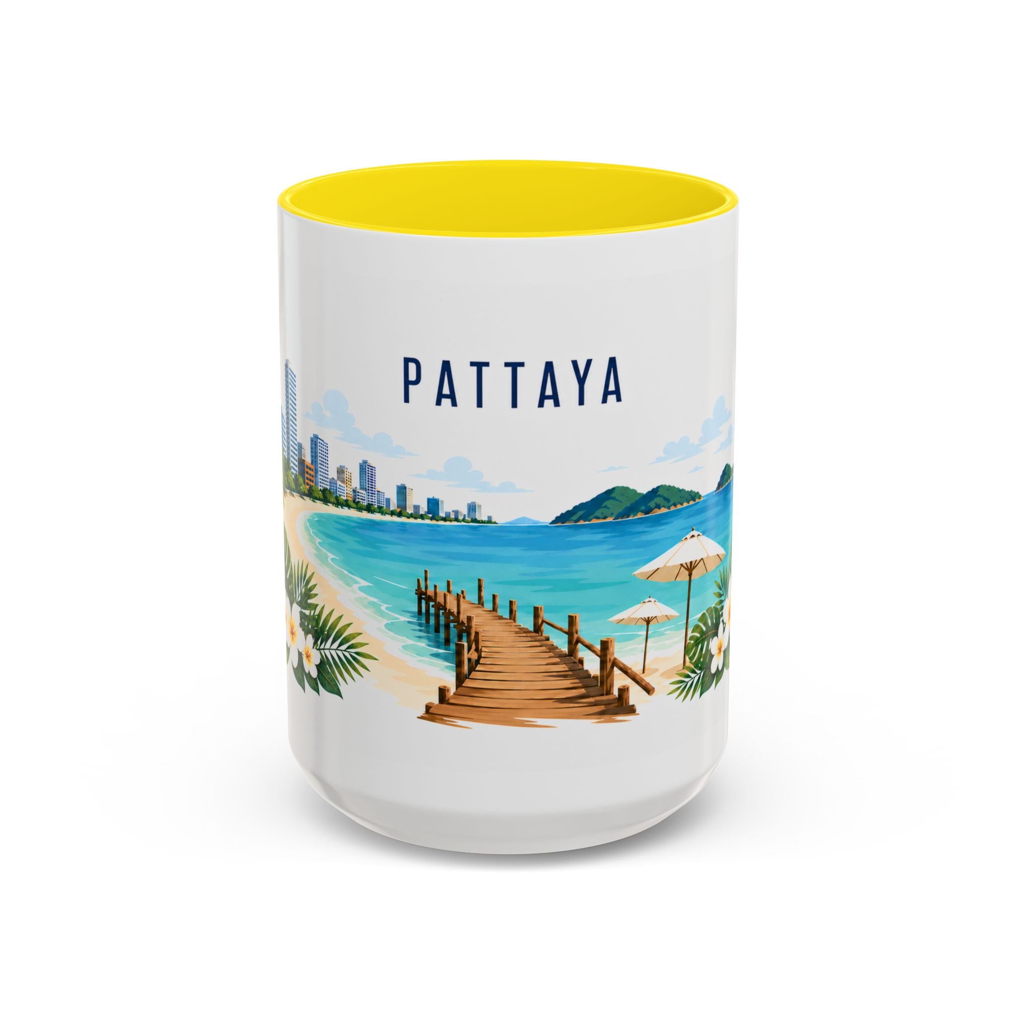 Pattaya Coffee Mug | Thailand Travel Souvenir | Porcelain Decal City Gift | 11oz 15oz Accent Mug