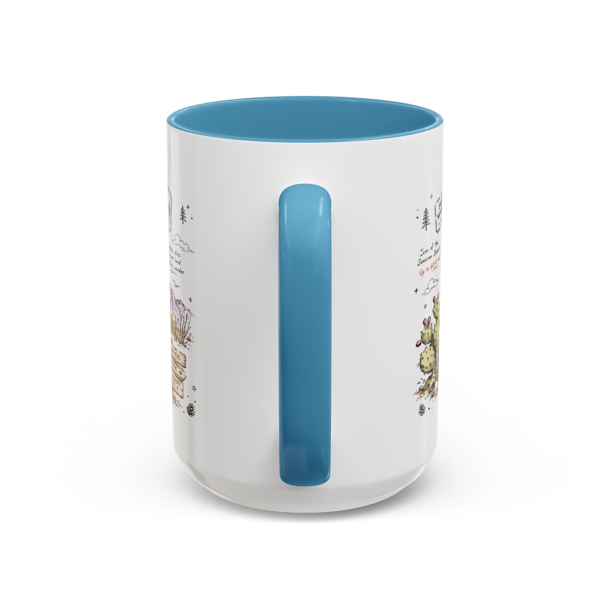 Saguaro National Park Coffee Mug | Arizona Desert Cactus Sunset Gift | Accent Color Ceramic 11oz 15oz