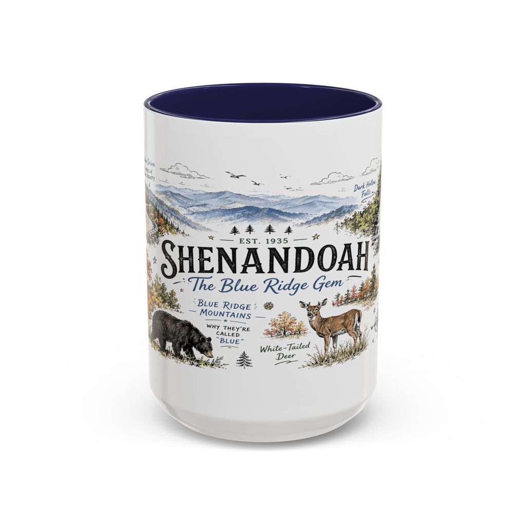 Shenandoah National Park Coffee Mug | Virginia Blue Ridge Hiking Autumn Gift | Accent Color Ceramic 11oz 15oz