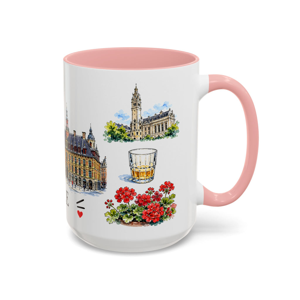 Lille Illustrated Travel Mug | City Souvenir Accent Coffee Mug | 11oz 15oz Ceramic Cup