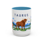 Taurus Zodiac Coffee Mug | Bull and Rose Design | Astrology Birthday Gift | 11 oz 15 oz Ceramic Accent Mug