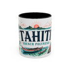 Tahiti Coffee Mug | Travel Destination Souvenir Gift | Accent Color Ceramic 11oz 15oz