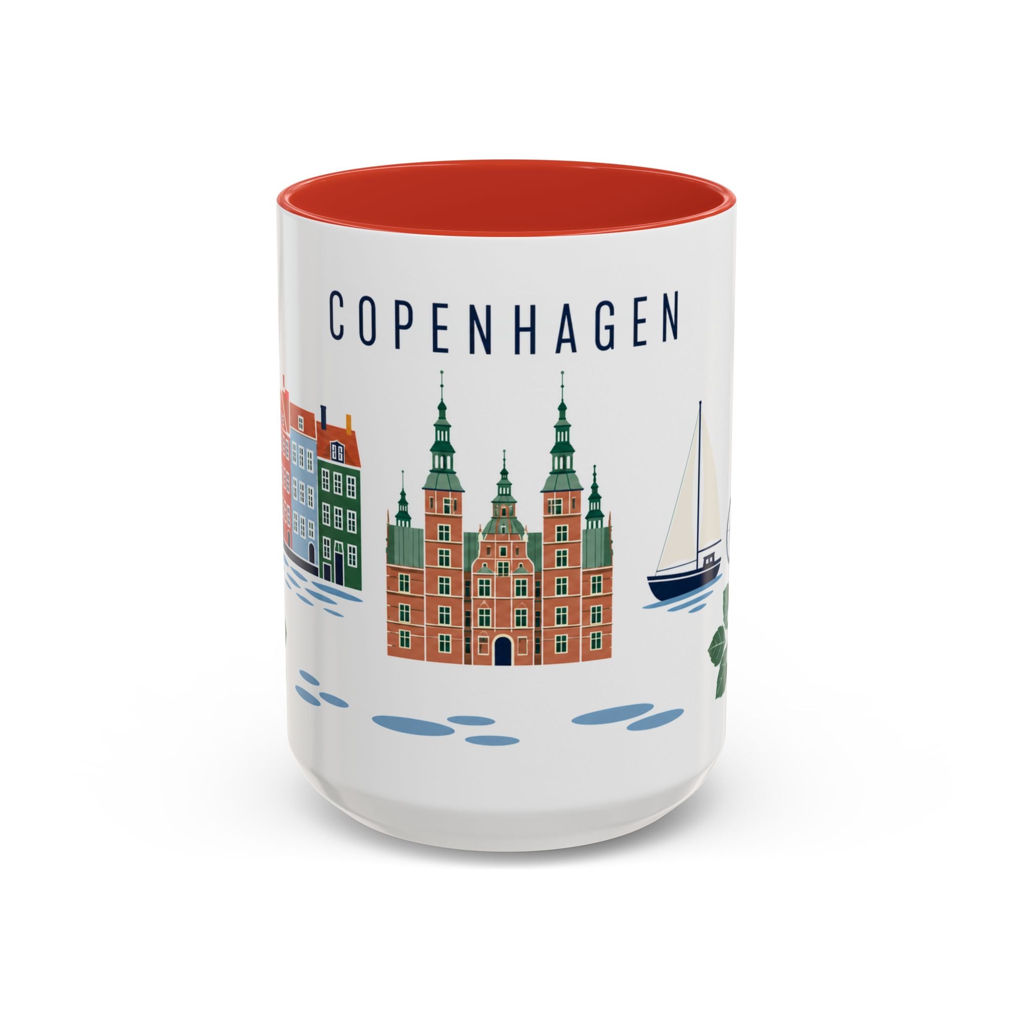 Copenhagen Coffee Mug | Denmark Travel Souvenir | Porcelain Decal City Gift | 11oz 15oz Accent Mug
