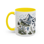 Swiss Alps Coffee Mug | Travel Destination Souvenir Gift | Accent Color Ceramic 11oz 15oz