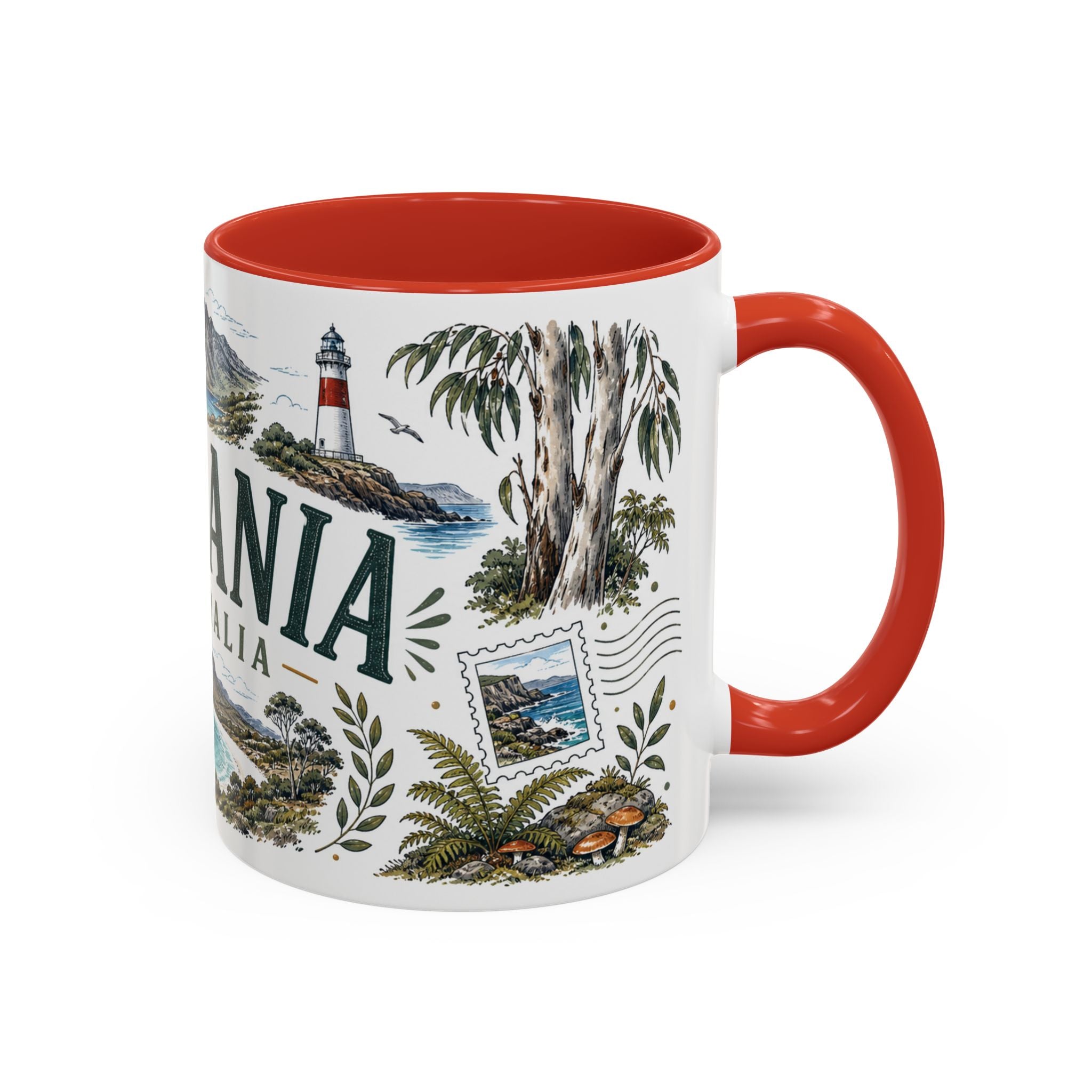 Tasmania Coffee Mug | Travel Destination Souvenir Gift | Accent Color Ceramic 11oz 15oz