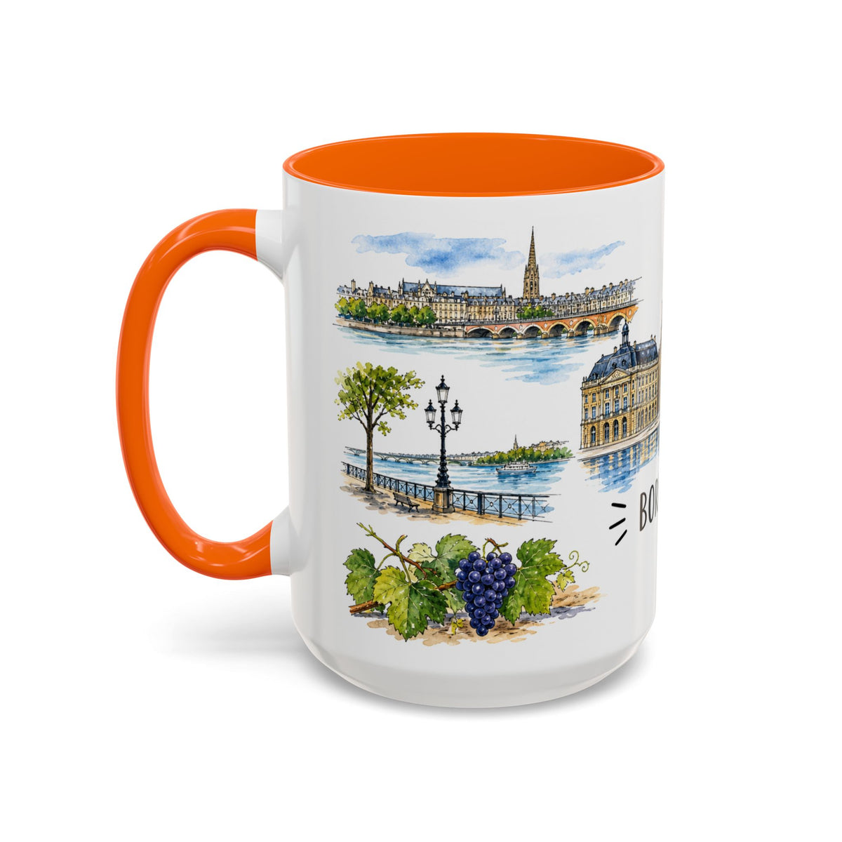 Bordeaux Illustrated Travel Mug | City Souvenir Accent Coffee Mug | 11oz 15oz Ceramic Cup