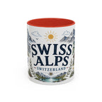 Swiss Alps Coffee Mug | Travel Destination Souvenir Gift | Accent Color Ceramic 11oz 15oz