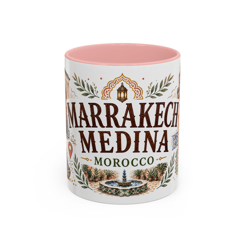 Marrakech Medina Coffee Mug | Travel Destination Souvenir Gift | Accent Color Ceramic 11oz 15oz