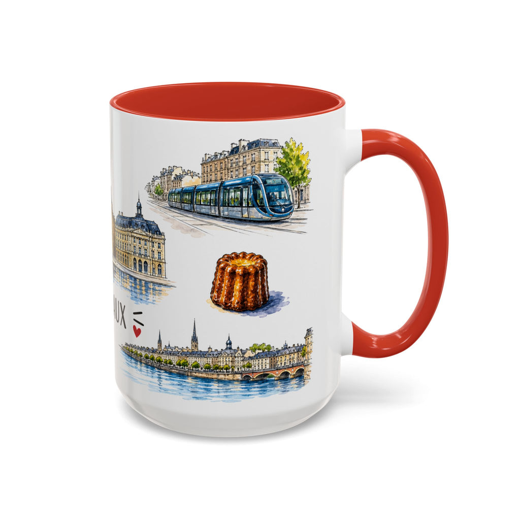 Bordeaux Illustrated Travel Mug | City Souvenir Accent Coffee Mug | 11oz 15oz Ceramic Cup