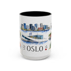 Oslo Illustrated Travel Mug | City Souvenir Accent Coffee Mug | 11oz 15oz Ceramic Cup