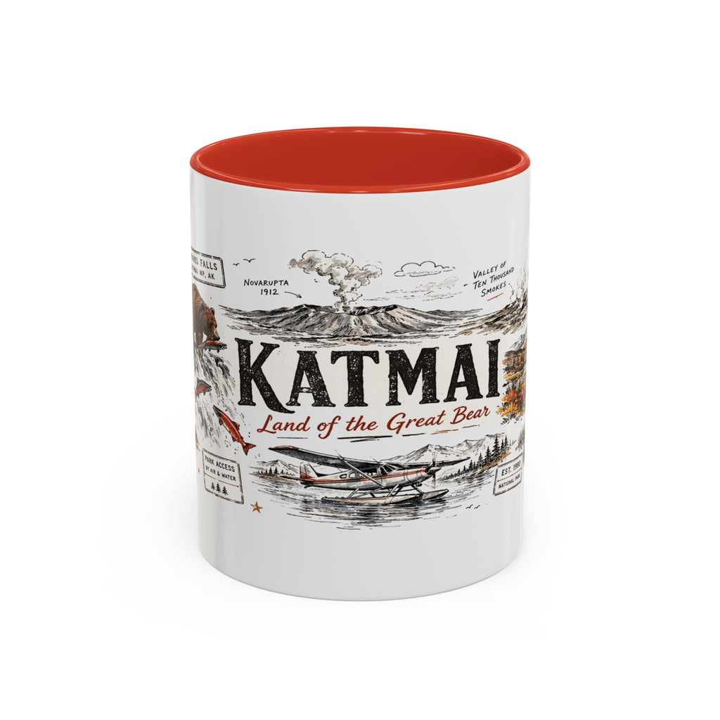 Katmai National Park Coffee Mug | Alaska Bear Watching Wildlife Gift | Accent Color Ceramic 11oz 15oz