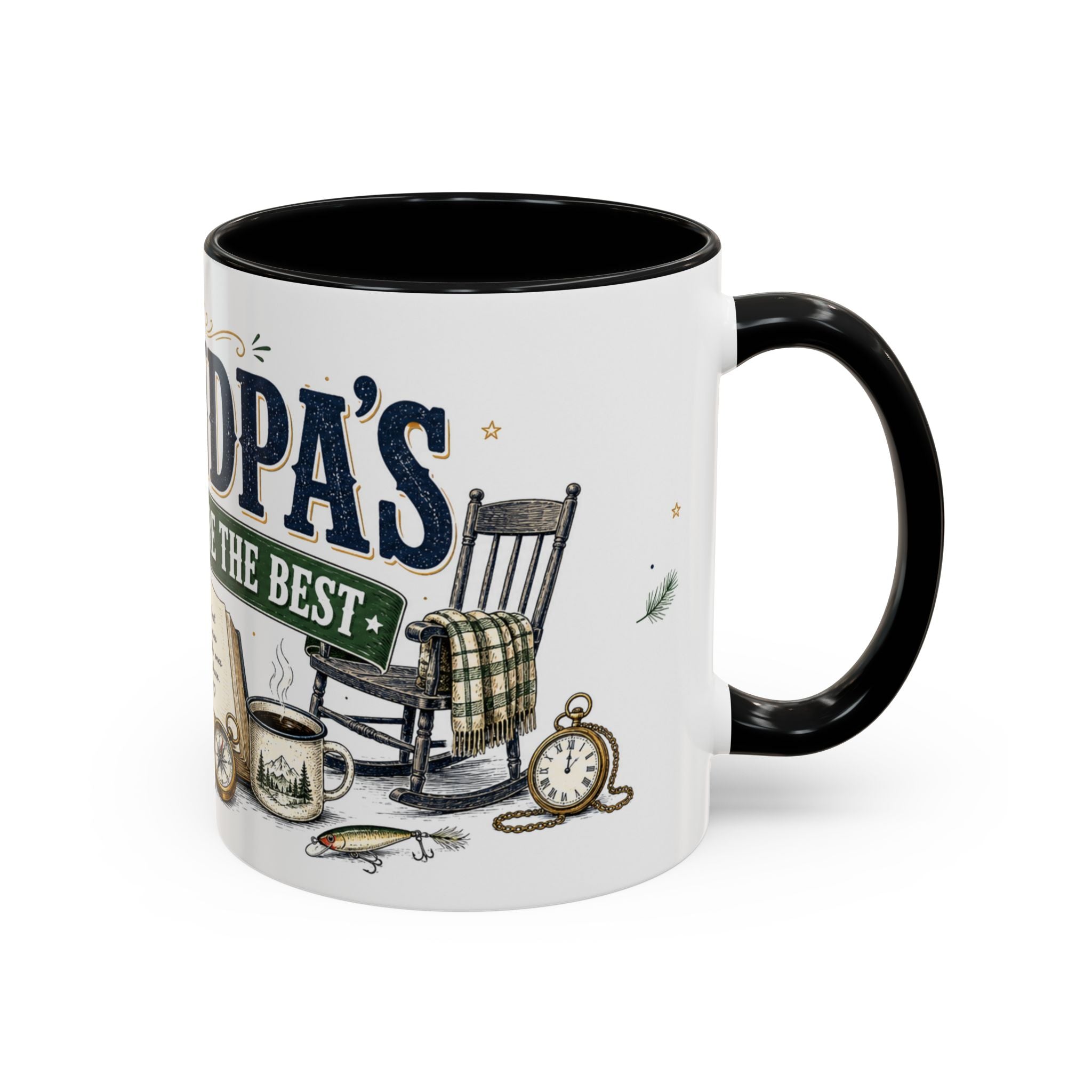 Grandpa's Stories Are The Best Coffee Mug | Gift From Grandkids | Accent Color Ceramic 11oz 15oz