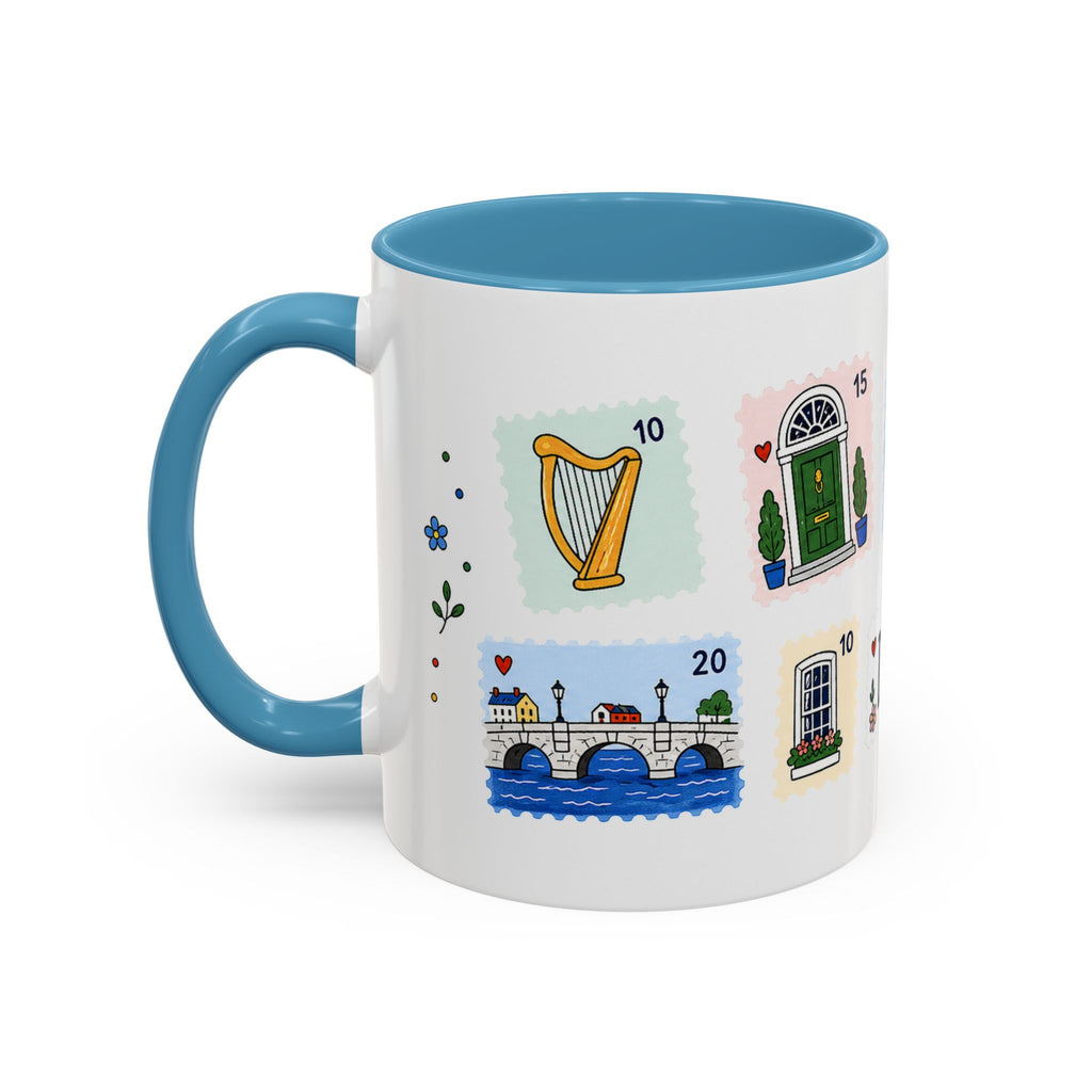 Dublin Coffee Mug | Postage Stamp Collage Mug | Travel Souvenir Accent Cup 11oz 15oz
