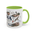 Acadia Coffee Mug | National Park Hiking Coastal Gift | Accent Color Ceramic 11oz 15oz