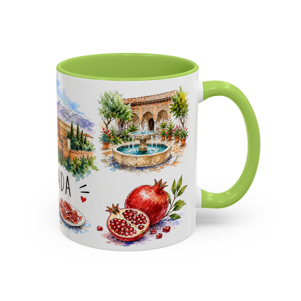 Granada Illustrated Travel Mug | City Souvenir Accent Coffee Mug | 11oz 15oz Ceramic Cup
