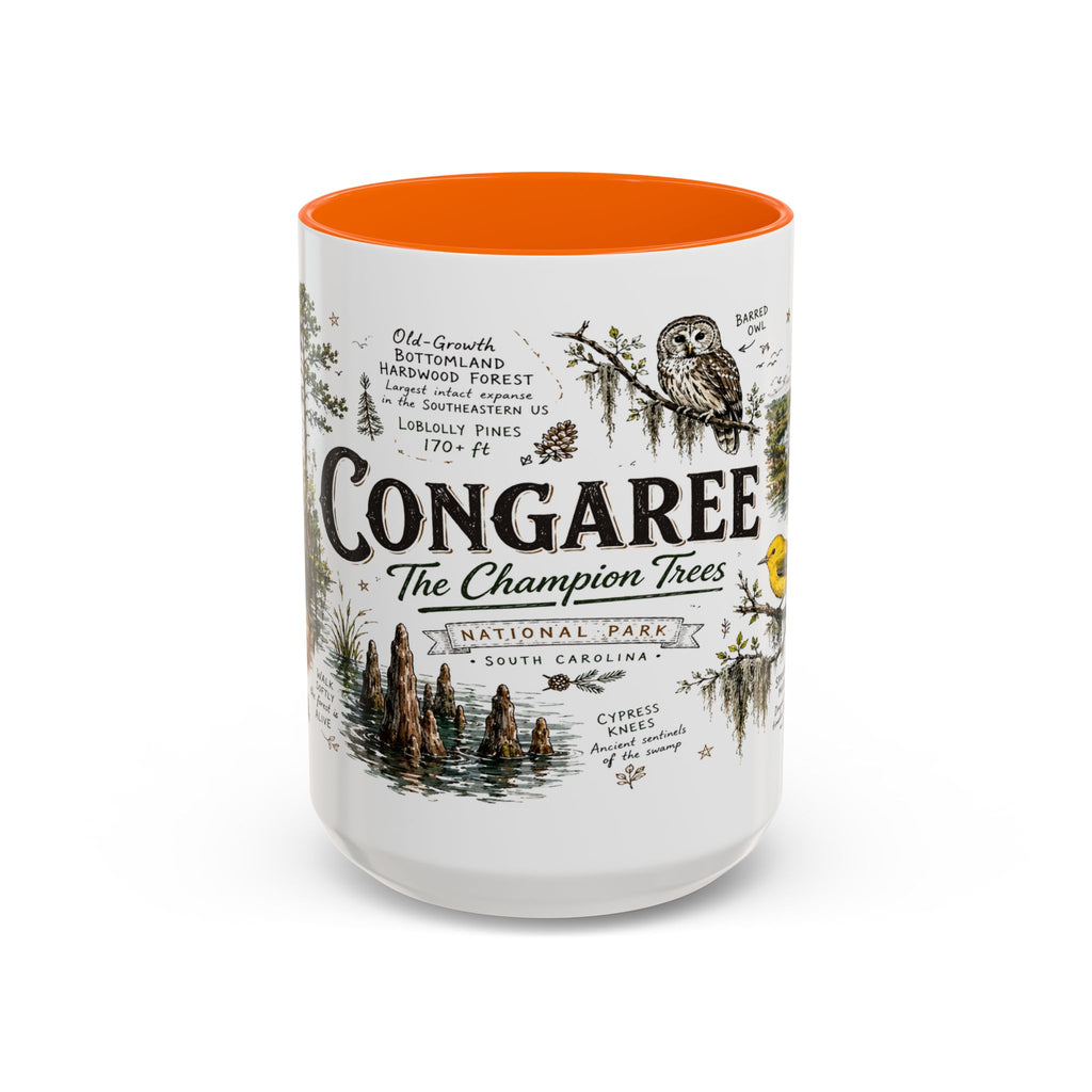 Congaree National Park Coffee Mug | South Carolina Forest Floodplain Gift | Accent Color Ceramic 11oz 15oz