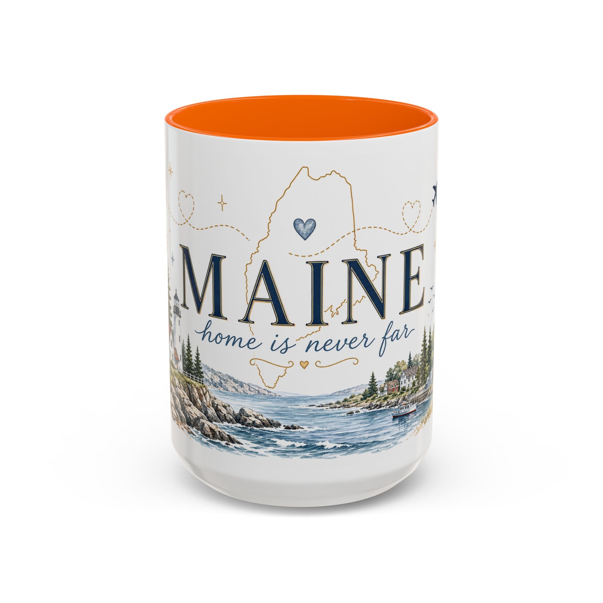 Maine State Mug | Moving Away, Long Distance Friendship Gift | 11oz 15oz Accent Mug