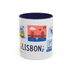 Lisbon Coffee Mug | Postage Stamp Collage Mug | Travel Souvenir Accent Cup 11oz 15oz