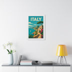 Italian Cliffside Coast Italy Framed Poster | Vintage Travel Wall Art | Black Walnut White Frame | 16x24 20x30