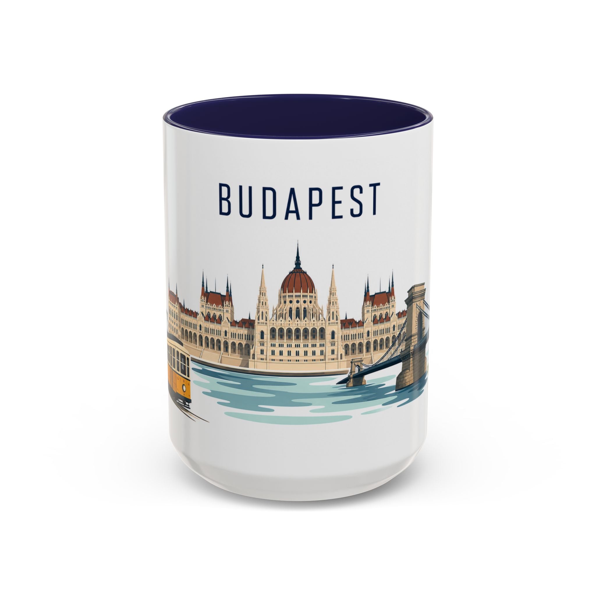 Budapest Coffee Mug | Hungary Travel Souvenir | Porcelain Decal City Gift | 11oz 15oz Accent Mug