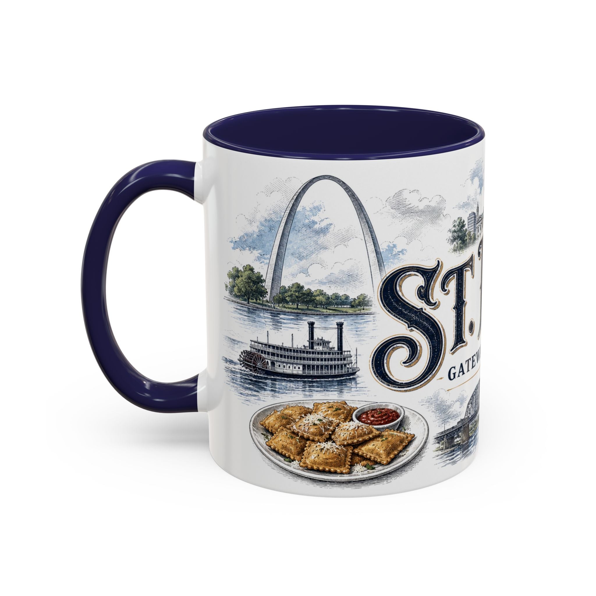 St Louis Coffee Mug | United States Travel Souvenir | Vintage Illustrated City Gift | 11 oz 15 oz Accent Mug