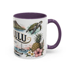Honolulu Coffee Mug | United States Travel Souvenir | Vintage Illustrated City Gift | 11 oz 15 oz Accent Mug