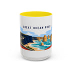 Great Ocean Road Coffee Mug | Travel Destination Souvenir Gift | Accent Color Ceramic 11oz 15oz
