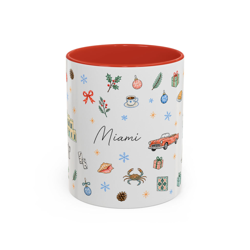 Miami Christmas Mug | Watercolor Art Deco City Souvenir (11oz/15oz)