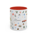 Miami Christmas Mug | Watercolor Art Deco City Souvenir (11oz/15oz)