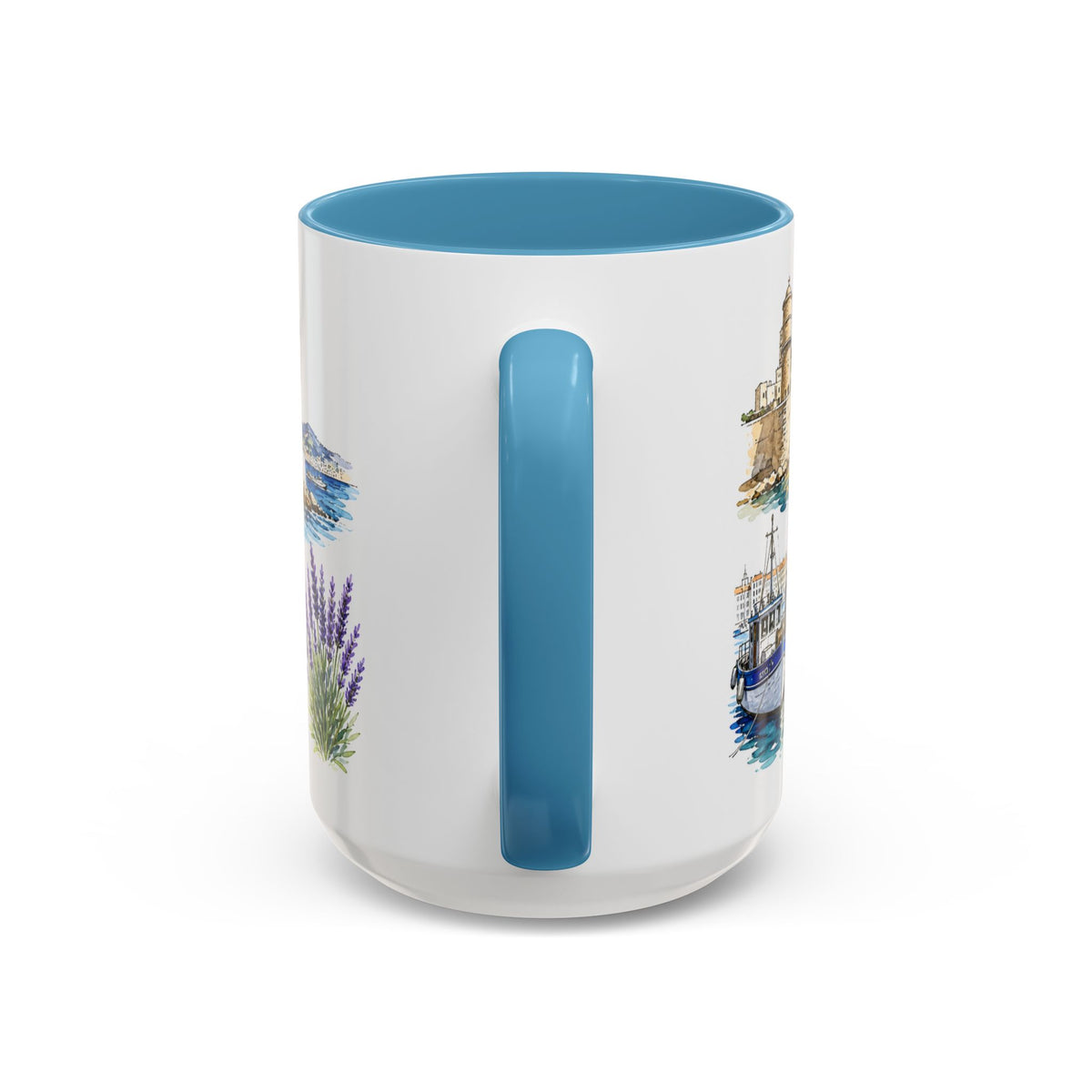 Marseille Illustrated Travel Mug | City Souvenir Accent Coffee Mug | 11oz 15oz Ceramic Cup