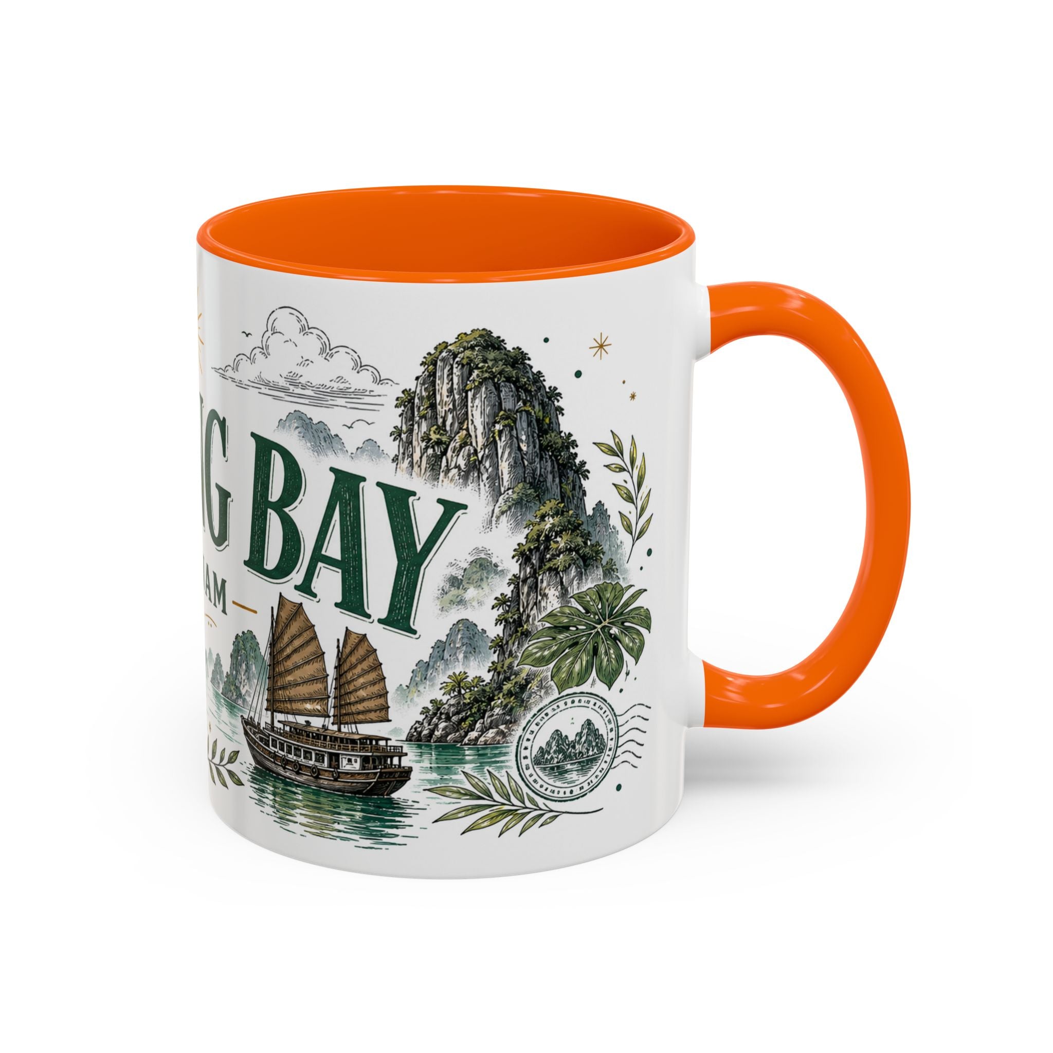 Ha Long Bay Coffee Mug | Travel Destination Souvenir Gift | Accent Color Ceramic 11oz 15oz