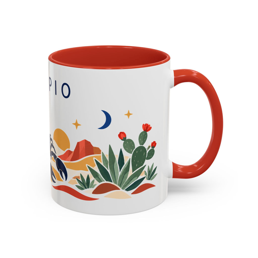 Scorpio Zodiac Coffee Mug | Scorpion and Desert Design | Astrology Birthday Gift | 11 oz 15 oz Ceramic Accent Mug