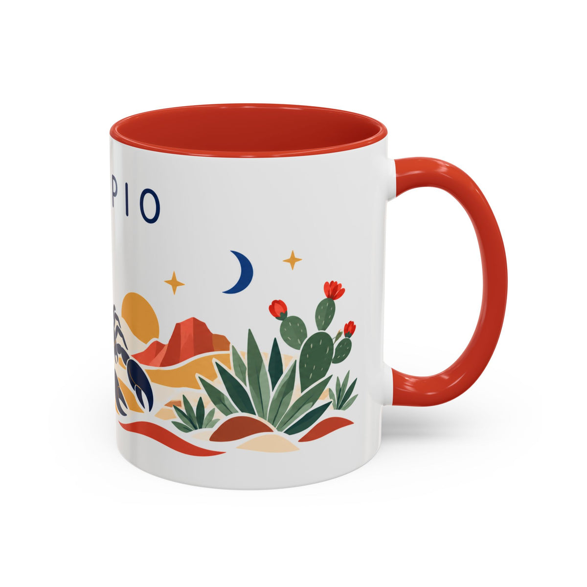 Scorpio Zodiac Coffee Mug | Scorpion and Desert Design | Astrology Birthday Gift | 11 oz 15 oz Ceramic Accent Mug