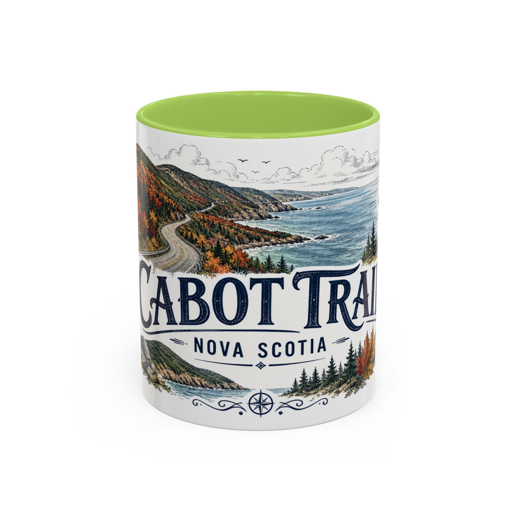 Cabot Trail Mug, Nova Scotia Travel Souvenir, Bucket List Gift, Accent Ceramic Coffee Mug 11oz 15oz