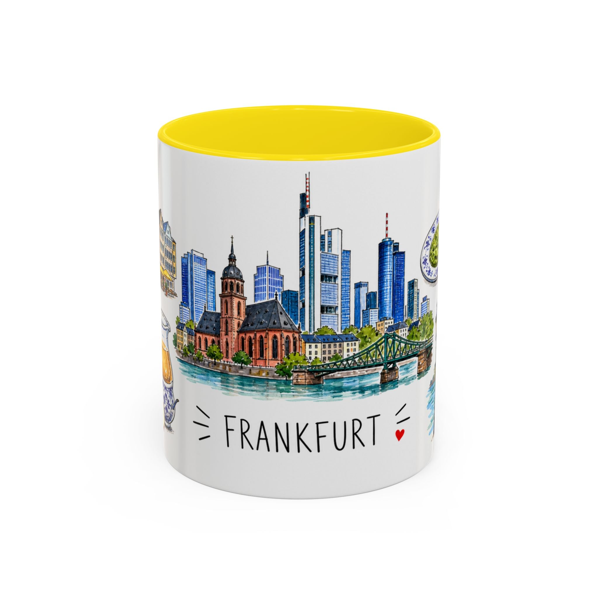 Frankfurt Illustrated Travel Mug | City Souvenir Accent Coffee Mug | 11oz 15oz Ceramic Cup