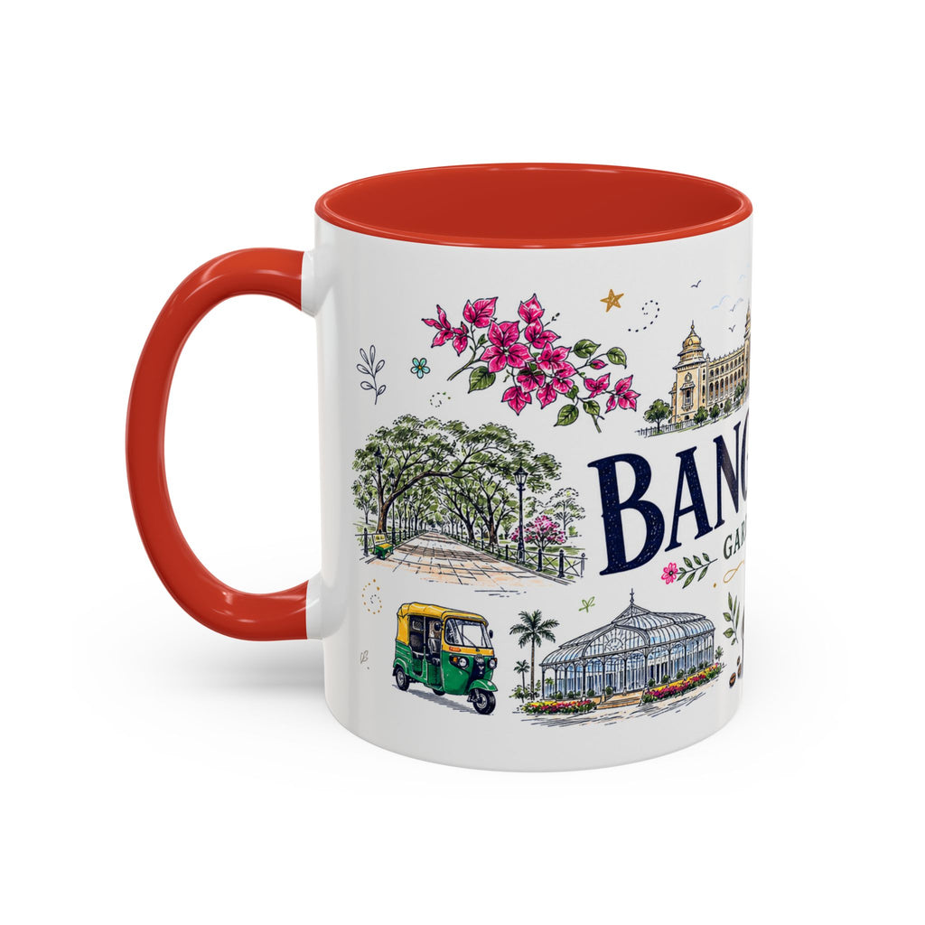 Bangalore Coffee Mug | India Souvenir Travel Gift | Accent Color Ceramic 11oz 15oz