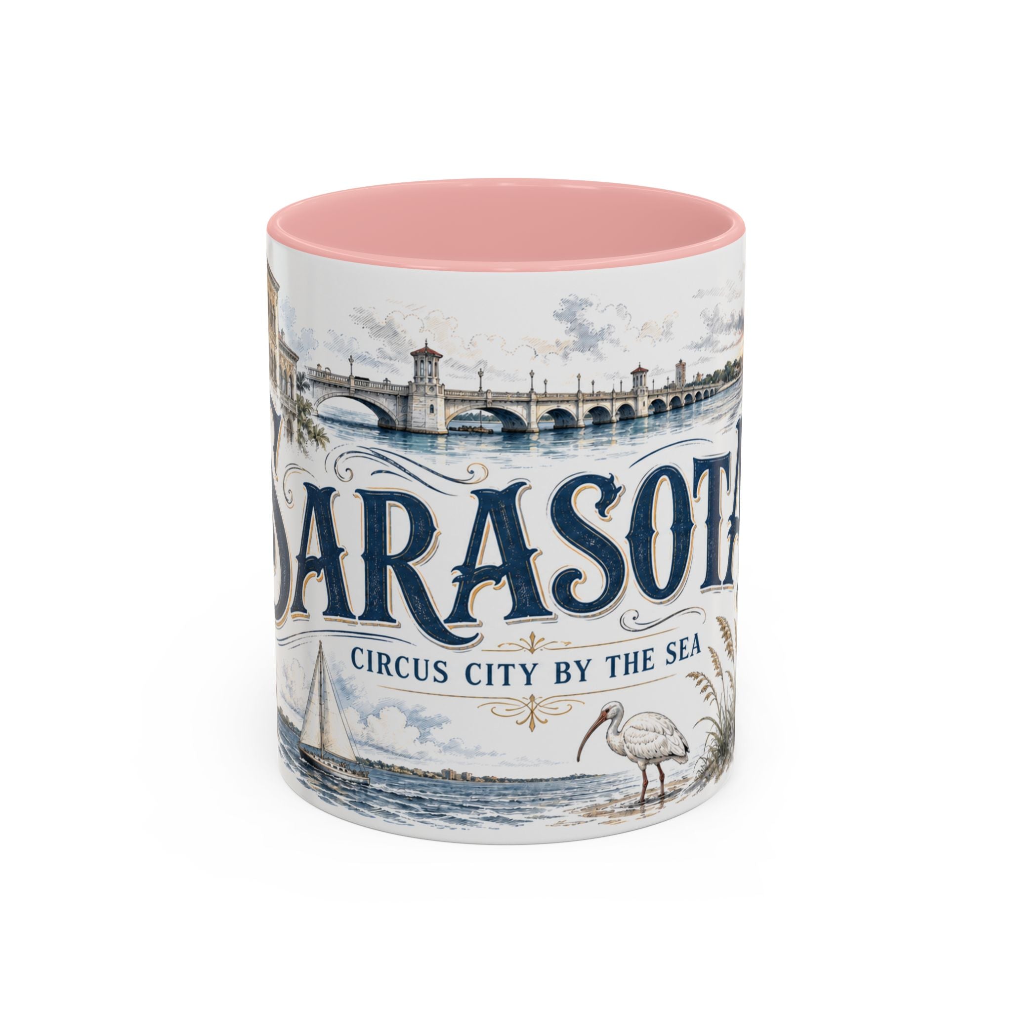 Sarasota Coffee Mug | United States Travel Souvenir | Vintage Illustrated City Gift | 11 oz 15 oz Accent Mug