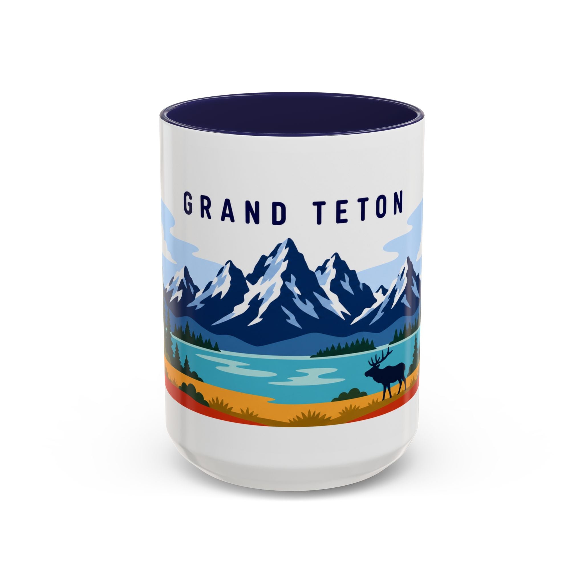Grand Teton Coffee Mug | Travel Destination Souvenir Gift | Accent Color Ceramic 11oz 15oz