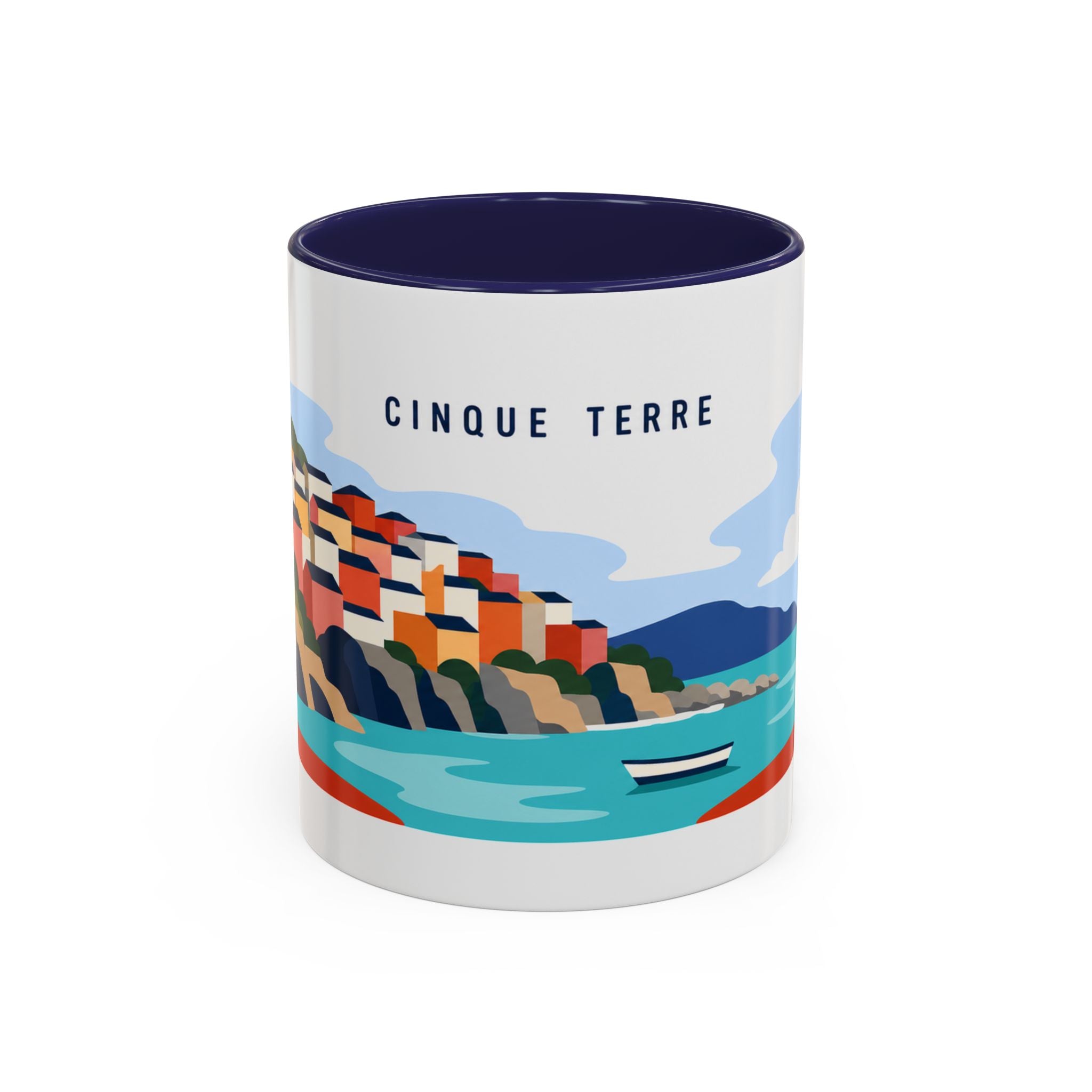 Cinque Terre Coffee Mug | Travel Destination Souvenir Gift | Accent Color Ceramic 11oz 15oz