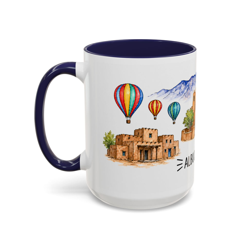 Albuquerque Illustrated Travel Mug | City Souvenir Accent Coffee Mug | 11oz 15oz Ceramic Cup