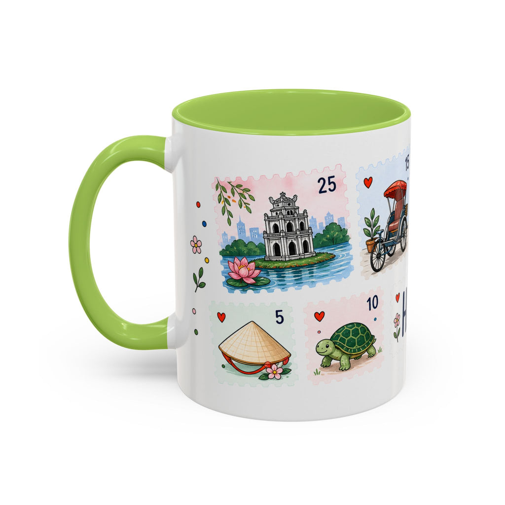 Hanoi Coffee Mug | Postage Stamp Collage Mug | Travel Souvenir Accent Cup 11oz 15oz