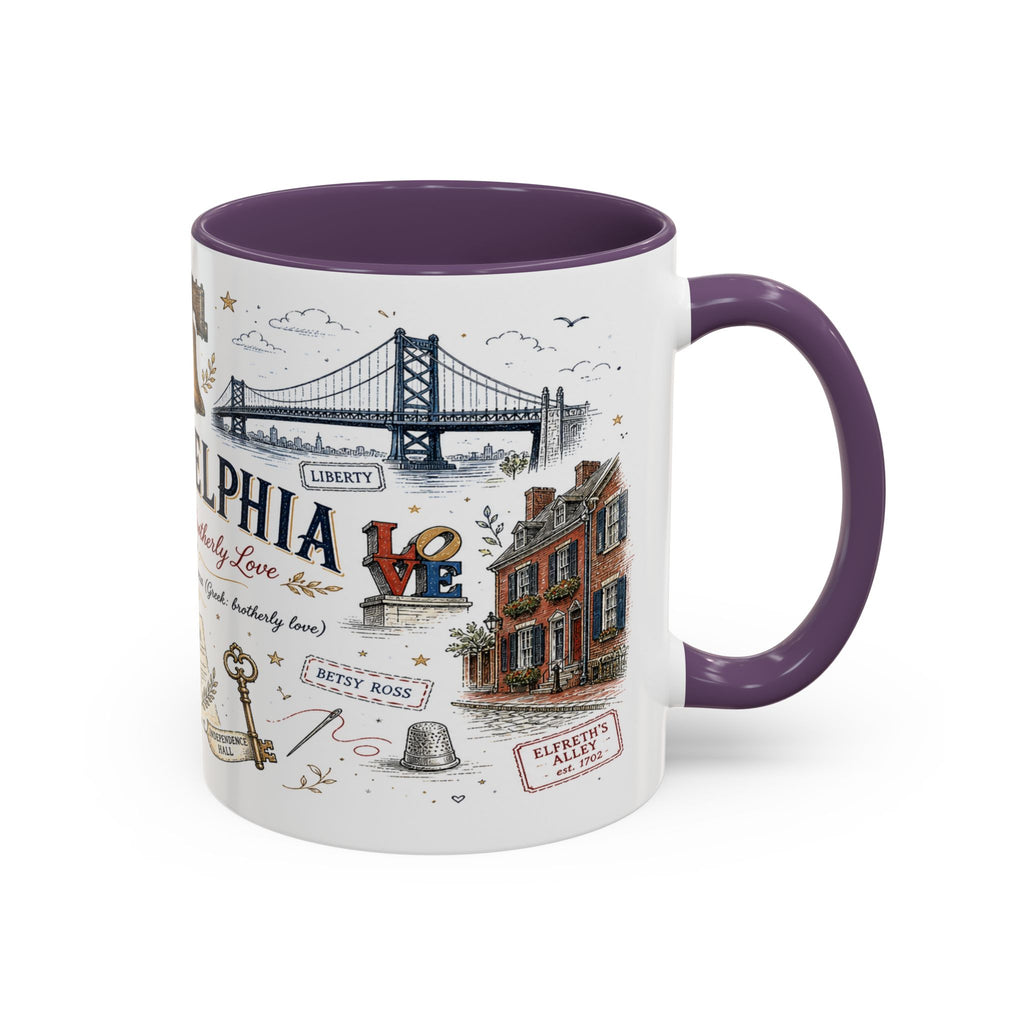 Philadelphia Coffee Mug | Pennsylvania Souvenir City Gift | Accent Color Ceramic 11oz 15oz