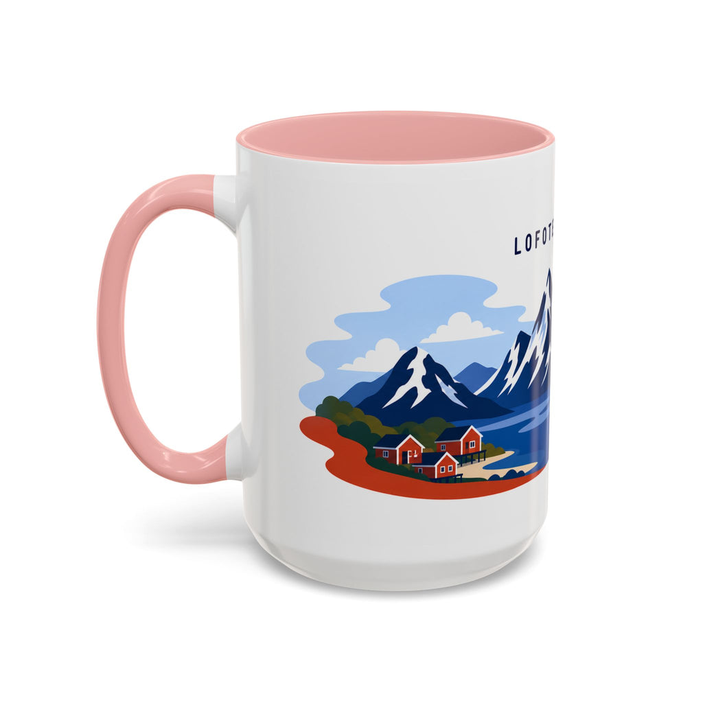 Lofoten Islands Coffee Mug | Travel Destination Souvenir Gift | Accent Color Ceramic 11oz 15oz