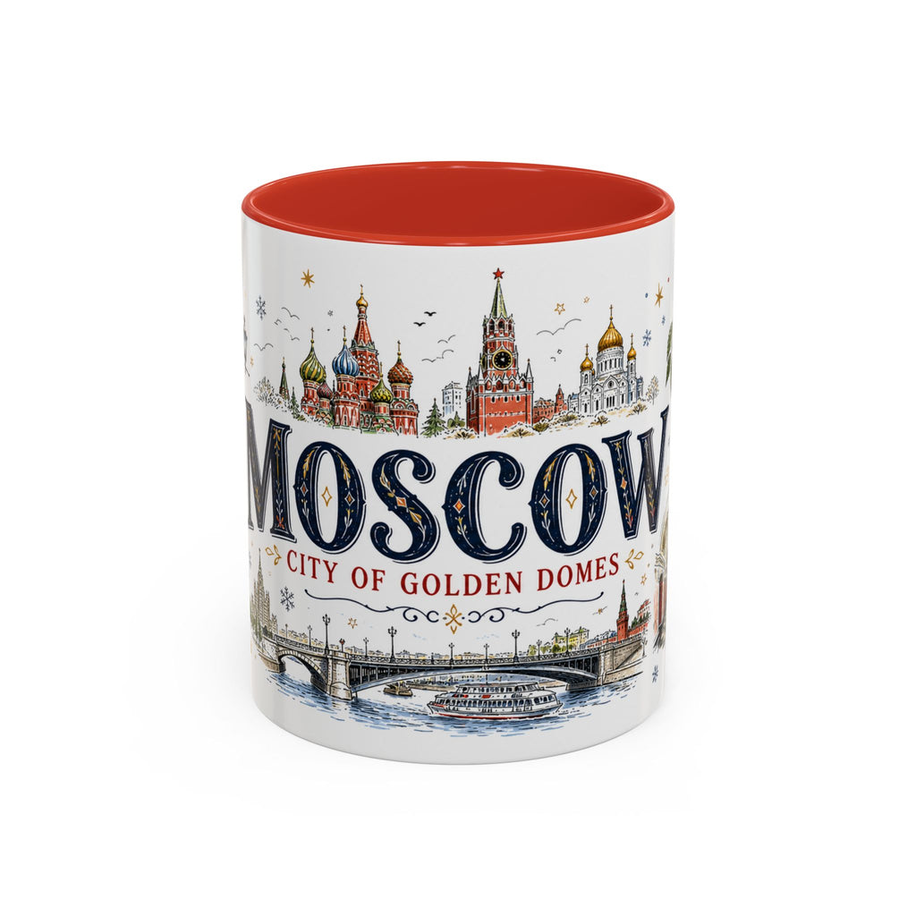 Moscow Coffee Mug | Russia Souvenir Travel Gift | Accent Color Ceramic 11oz 15oz