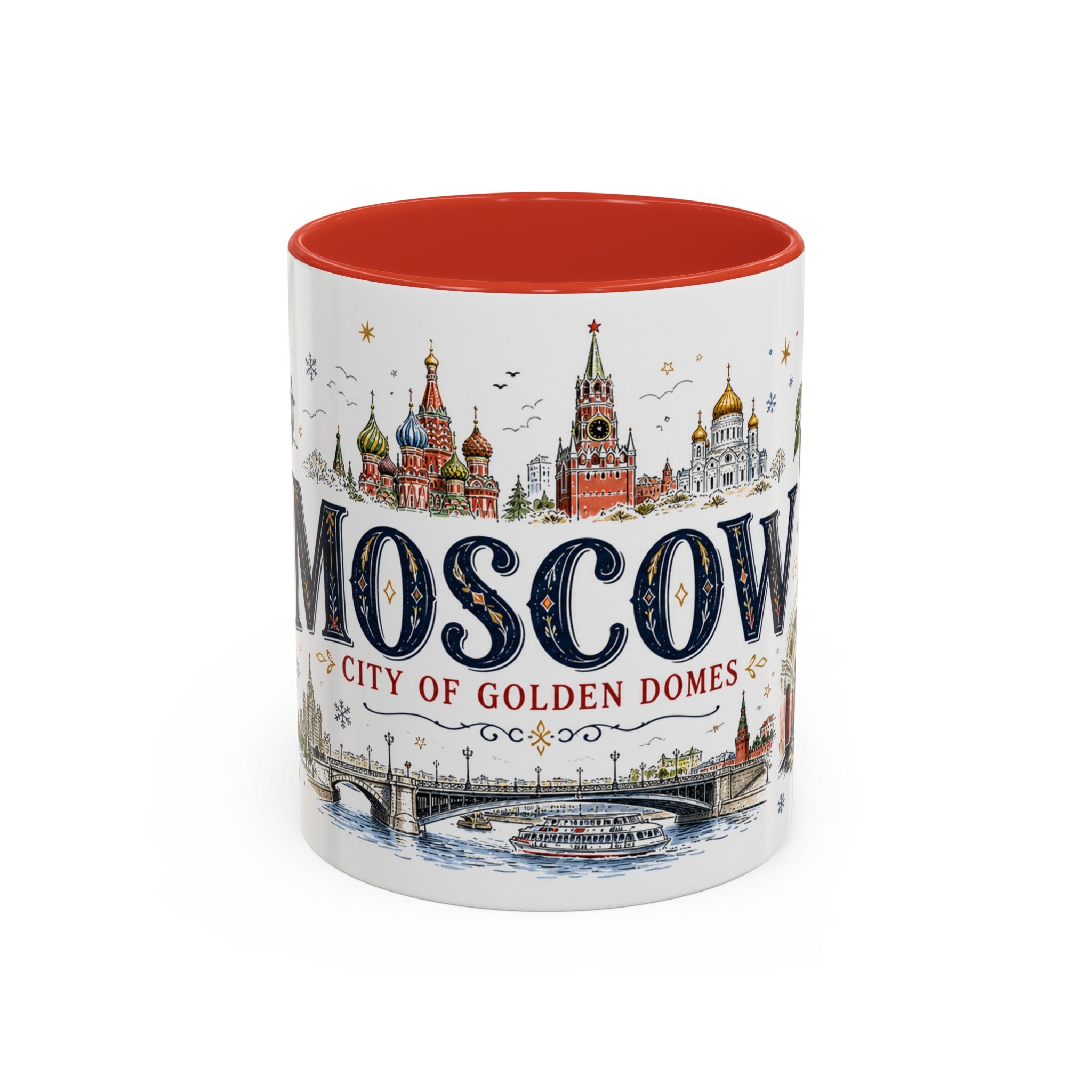 Moscow Coffee Mug | Russia Souvenir Travel Gift | Accent Color Ceramic 11oz 15oz